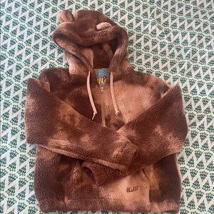 A.LAB Kendra Tie Dye Sherpa Quarter Zip Hoodie